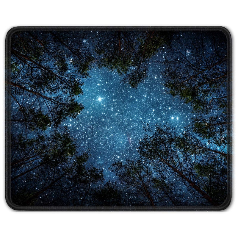 Auhoahsil Mouse Pad, 12 x 10 in Nature Theme Computer Mouse Pad for Desk, Premium-Textured Non-Slip Rubber Stitched Edges Waterproof Square Mouse Mat for Gaming Work Wireless Mice, Night Sky - Image 1